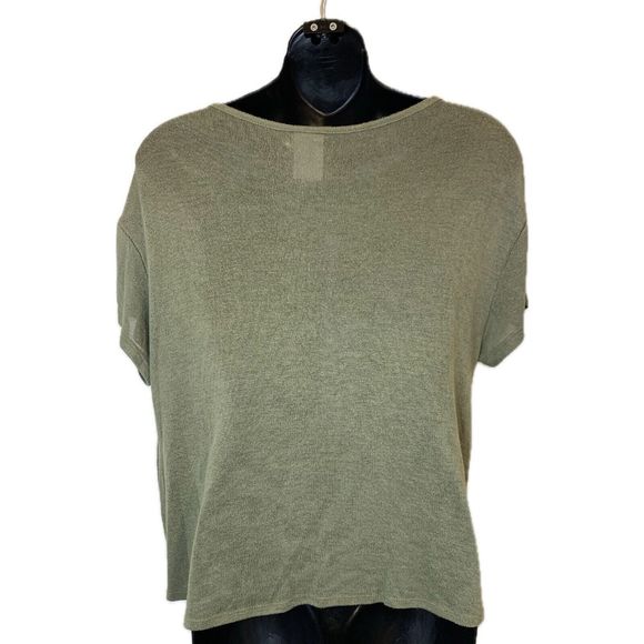 We The Free People Hoffman Surplice Knit Top Tee Crossover Wrap Blouse Green XS - Picture 5 of 7